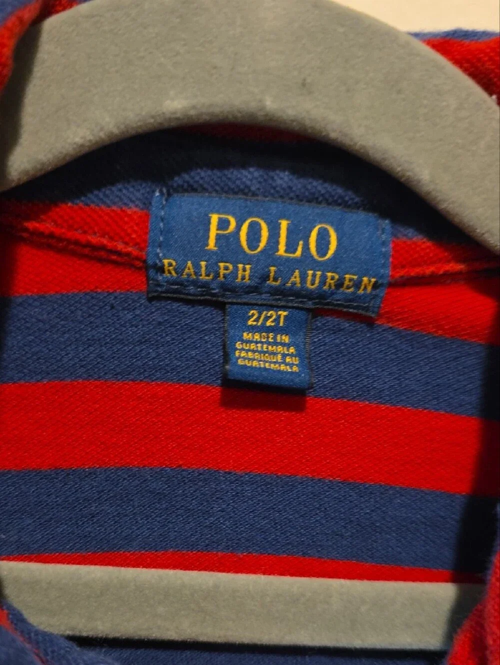 Polo by Ralph Lauren Red and Navy Striped Kids Long-Sleeve Polo 2t